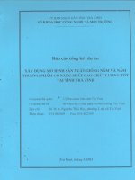 Xây dựng Mô hình sản xuất giống nấm và nấm thương phẩm có năng suất cao chất lượng tốt tại tỉnh Trà Vinh