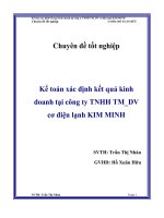 Kế toán xác định kết quả kinh doanh tại công ty TNHH thương mại dịch vụ cơ điện lạnh KIM MINH