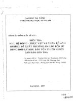 Điều tra khu hệ động thực vật và nhân tố ảnh hưởng, đề xuất phương án bảo tồn sử dụng hợp lý khu bảo tồn thiên nhiên bán đảo Sơn Trà