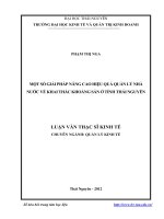 Một số giải pháp nâng cao hiệu quả quản lý nhà nước về khai thác khoảng sản ở tỉnh Thái Nguyên