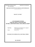 hệ tiêu chuẩn tham số an toàn cho hệ mật rsa và ứng dụng bản tóm tắt tiếng anh