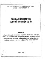 Xây dựng Mô hình ứng dụng tiến bộ kỹ thuật nông nghiệp vào sản xuất nhằm góp phần nâng cao đời sống kinh tế  xã hội của đồng bào các dân tộc xã Phiêng Luông huyện Mộc Châu tỉnh Sơn La