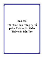 Tài chính của Công ty Cổ phần Xuất nhập khẩu Thủy sản Bến Tre