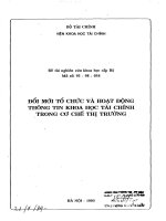 Đổi mới tổ chứ và hoạt động thông tin khoa học tài chính trong cơ chế thị trường