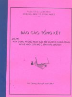 Xây dựng phòng nuôi cây mô và ứng dụng công nghệ nuôi cấy mô ở tỉnh Hải Dương