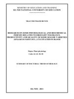 nghiên cứu một số chỉ tiêu sinh lý, hóa sinh liên quan đến tính chịu hạn, năng suất và phẩm chất hạt của một số giống vừng (sesamum indicum l) trồng ở khu vực hà nội bản tóm tắt tiếng anh
