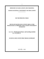 tóm tắt luận án tiến sĩ tiếng anh  phát triển kỹ năng tự học toán cho sinh viên các trường đại học đào tạo giáo viên tiểu học