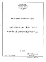 Thuế trị giá gia tăng và vấn đề áp dụng tại Việt Nam