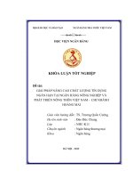 Giải pháp nâng cao chất lượng tín dụng ngắn hạn tại ngân hàng nông nghiệp và phát triển nông thôn Việt Nam Chi nhánh Hoàng Mai