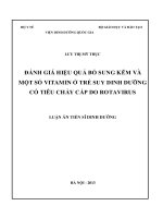 đánh giá hiệu quả bổ sung kẽm và một số vitamin ở trẻ suy dinh dưỡng có tiêu chảy cấp do rotavirus (ml)