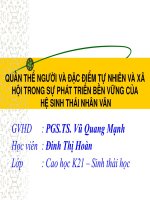 quần thể người và đặc điểm tự nhiên và xã hội trong sự phát triển bền vững của hệ sinh thái nhân văn