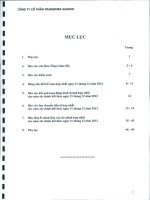 công ty cổ phần transimex saigon báo cáo ban tổng giám đốc bảng cân đối kế toán báo cáo kết quả hoạt động kinh doanh báo cáo lưu chuyển tiền tệ báo cáo tài chính hợp nhất 31 tháng 12 năm 2012