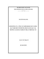 Luận văn thạc sĩ ẢNH HƯỞNG của CÔNG tác KIỂM ĐỊNH CHẤT LƯỢNG dạy NGHỀ đối với PHƯƠNG PHÁP GIẢNG dạy tại TRƯỜNG CAO ĐẲNG NGHỀ kỹ THUẬT THIẾT bị y tế