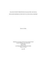 COLLEGE STUDENTS PERCEPTIONS OF QUARANTINE AND SOCIAL DISTANCING METHODS IN THE EVENT OF AN INFLUENZA PANDEMIC