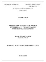 tăng trưởng tín dụng ngân hàng đối với doanh nghiệp nhỏ và vừa ở việt nam trong điều kiện kinh tế vĩ mô bất ổn bản tóm tắt tiếng anh