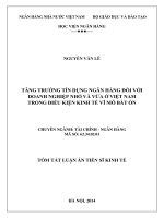 tăng trưởng tín dụng ngân hàng đối với doanh nghiệp nhỏ và vừa ở việt nam trong điều kiện kinh tế vĩ mô bất ổn(tóm tắt )