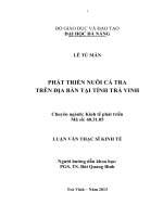 Phát triển nuôi cá tra trên địa bàn tại tỉnh Trà Vinh: LUẬN VĂN THẠC SĨ KINH TẾ