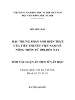 tóm tắt luận án tiến  sĩ đặc trưng phản ánh hiện thực của tiểu thuyết việt nam về nông thôn từ 1986 đến nay