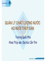 Quản Lý chất Lượng Nước Trong Nuôi Trồng Thuỷ Sản