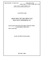 Khai thác dữ liệu phân tán bảo toàn tính riêng tư (tóm tắt)