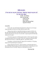 Ứng dụng mạng neural trong nhận dạng ký tự quang học