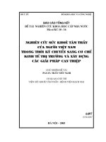 Nghiên cứu sức khỏe tâm thần của người dân Việt Nam trong thời kỳ chuyển sang cơ chế kinh tế thị trường và xây dựng các giải pháp can thiệp