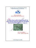 Áp dụng công cụ phân tích hệ thống để xây dựng chương trình quản lý và bảo tồn đa dạng sinh học khu bảo tồn đất ngập nước láng sen – long an