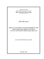 Luận án tiến sĩ : Pháp luật về chống cạnh tranh không lành mạnh trong hoạt động ngân hàng của các ngân hàng thương mại việt nam