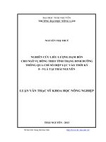 Nghiên cứu liều lượng đạm bón cho ngô vụ đông theo tình trạng dinh dưỡng thông qua chỉ số diệp lục vào thời kỳ 8, 9 lá tại Thái Nguyên
