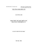 Khai thác dữ liệu phân tán bảo toàn tính riêng tư