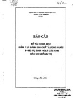 Điều tra đánh giá chất lượng nước phục vụ sinh hoạt các khu dân cư Quảng Trị