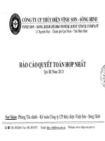 công ty cổ phần thủy điện vĩnh sơn sông hinh báo cáo quyết toán hợp nhất quý 3 năm 2013