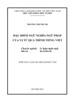 tóm tắt luận án tiên sĩ  đặc điểm ngữ nghĩa ngữ pháp của vị từ quá trình tiếng việt
