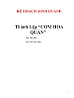 KẾ HOẠCH KINH DOANH   thành lập cơm hoa quán