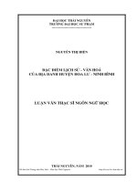 ĐẶC ĐIỂM LỊCH SỬ - VĂN HOÁ CỦA ĐỊA DANH HUYỆN HOA LƯ - NINH BÌNH
