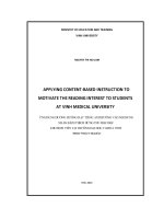 Applying content  based instruction to motivate the reading interest to students at vinh medical university