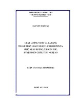 Chất lượng nước và đa dạng thành phần loài tảo lục (chilorophyta) ở hồ xuân dương, xã diễn phú, huyện diễn châu,tỉnh nghệ an
