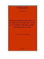 Kiểm tra, đánh giá kết quả học tập của học sinh về chủ đề amin  amino axit và protein( hóa học 12) theo chuẩn kiến thức, kỷ năng