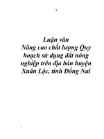 nâng cao chất lượng quy hoạch sử dụng đất nông nghiệp trên địa bàn huyện xuân lộc, tỉnh đồng nai