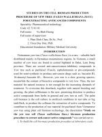 nghiên cứu quy trình tạo sinh khối tế bào thông đỏ (taxus wallichiana zucc.) để chiết xuất hoạt chất điều trị ung thư bản tóm tắt tiếng anh