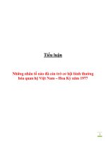 những nhân tố nào đã cản trở cơ hội bình thường hóa quan hệ việt nam – hoa kỳ năm 1977