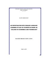 An investigation into english language learning styles of students in nghe an college of economics and technolgy