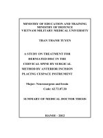 nghiên cứu điều trị thoát vị đĩa đệm cột sống cổ bằng phẫu thuật lối trước đặt dụng cụ cespace bản tóm tắt tiếng anh