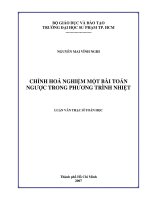Chỉnh hóa nghiệm 1 bài toán ngược trong phương trình nhiệt
