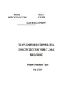 nghiên cứu ứng dụng phương pháp phẫu thuật nội soi qua lỗ liên hợp lấy đĩa đệm trong thoát vị đĩa đệm cột sống thắt lưng bản tóm tắt tiếng anh