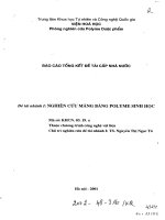 Nghiên cứu một số sản phẩm từ vật liệu polyme sinh học trên cơ sở Chitin, Chitosan và dẫn xuất dùng trong y học