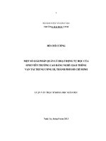 Một số giải pháp quản lý hoạt động tự học của sinh viên trường cao đẳng nghề giao thông vận tải trung ương III, thành phố hồ chí minh
