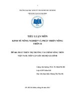 PHÁT TRIỂN THỊ TRƯỜNG TÀI CHÍNH NÔNG THÔN VIỆT NAM: TIẾP CẬN GÓC ĐỘ HỘ GIA ĐÌNH