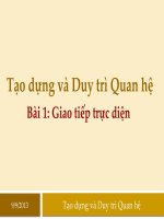 Bài giảng kĩ năng giao tiếp và tạo lập duy trì mối quan hệ: Buổi 1 Giao tiếp trực diện
