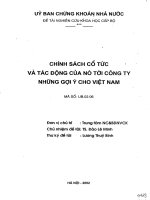 Chính sách cổ tức và tác động của nó tới công ty những gợi ý cho Việt Nam
